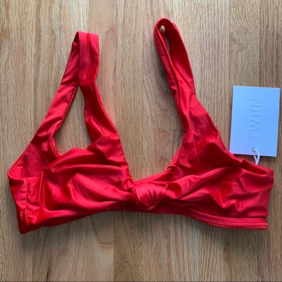 NWT TWIIN Pamela Knot Bikini Top Red L - Picture 5 of 16